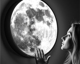 Moon LED Wall Sconce: Dimmable Ambient Light, Vegan Leather Frame