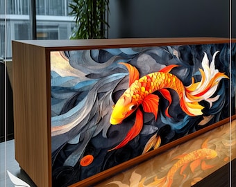 Handmade Koi LED Lightbox: Japanese Zen Decor with Remote