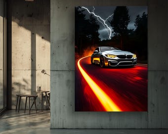 Animated Backlit LED Sports Car Lightbox – Dynamic Illuminated Automotive Wall Art