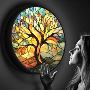 Backlit Tree of Life Wall Art: Vegan Leather Frame, Dimmable LED