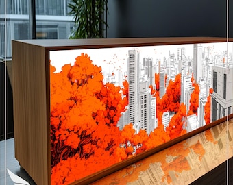 Handmade Cityscape LED Lightbox: Double Sided Urban Skyline Art