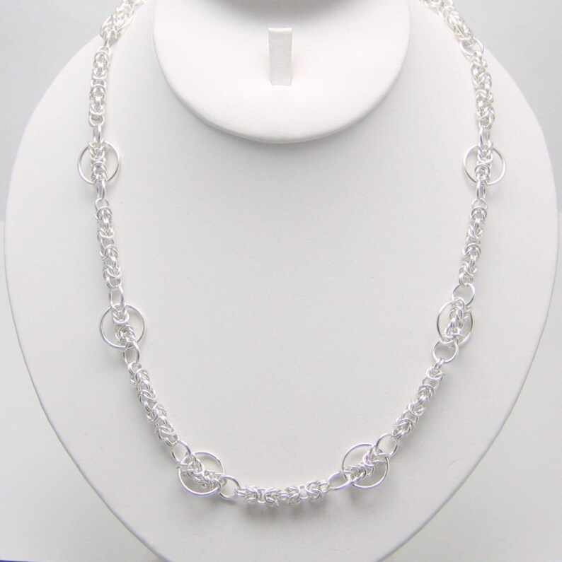 18 to 20 Inch Silver Chain Sterling Silver Chainmaille Necklace