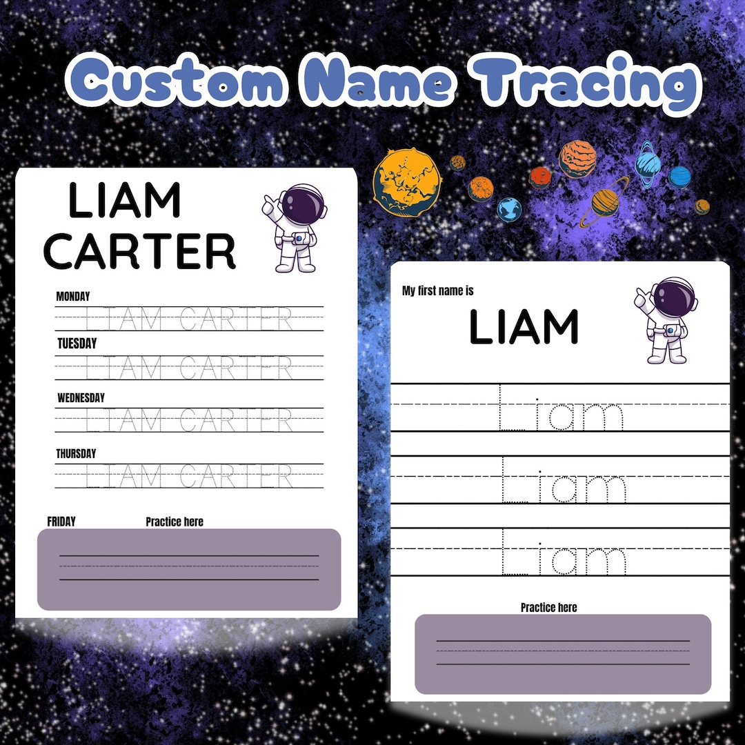 Custom Name Tracing Sheet for Kids First and Last Name Practice With