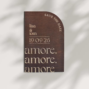 Save the Date Karten, Hochzeitseinladung Holz, hochwertige Einladungskarten Hochzeit, personalisierte Einladungskarten, Lasercut, graviert