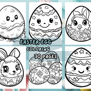 Easter Egg Coloring Book for Kids – 30 Fun Pages | Cute Egg Designs | Printable Easter Activity | Kids Easter Craft | Instant Download