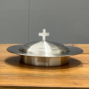 Communion Bread Plate with Lid, Holy Stacking Bread Plates With Cover - Church item Religious festive Gift, Bread plate communion gifts