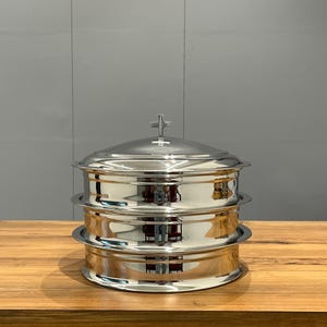 Communion Ware – 3 Holy Wine Serving Trays with Cover – Stainless Steel (Matte & Mirror Finish)