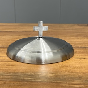 Premium Communion Bread Plate Cover for Churches – Holy Serving Tray Lid – Stainless Steel Communion Ware – Matte & Mirror Finish (Silver)