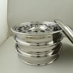 Communion Tray & Disk Set 3-Layer Stackable Communion Cup Tray with 33 Glass Holes / Lid | Stainless Steel – Matte/Mirror Finish