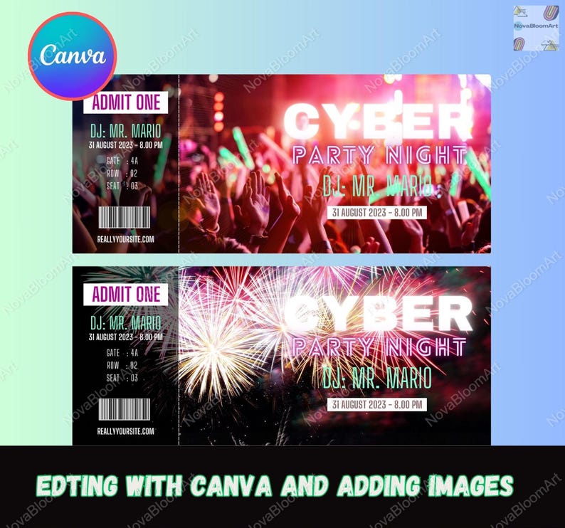 Ticket Bottom Editable Concert Ticket Template, DIY Gift Ticket Design, Canva Event ...