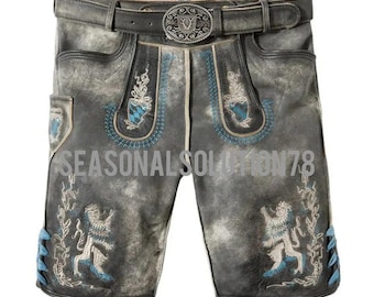 Collants en leder, shorts en Leder, hommes, pantalons en Leder authentiques en daim antique pour hommes, tenue d&#39;Oktoberfest de Trachten bavarois couleur marron