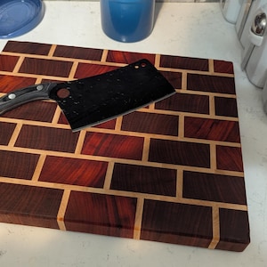 Handcrafted End-Grain Brick Pattern Cutting Board | 12&quot;x18&quot;x1.5&quot; | Custom Wood Options