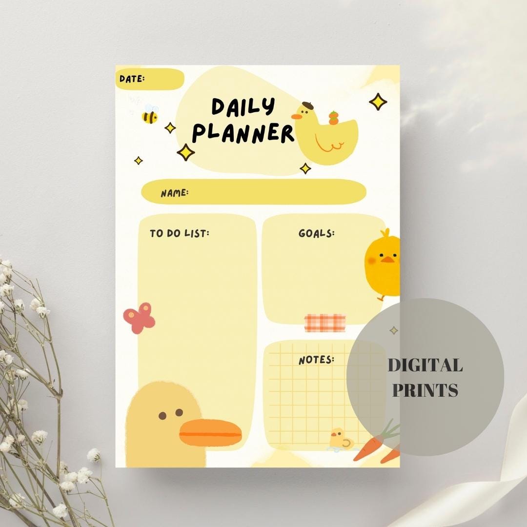 Duck Daily Planner Printable, Bird Design (digital Download - Etsy