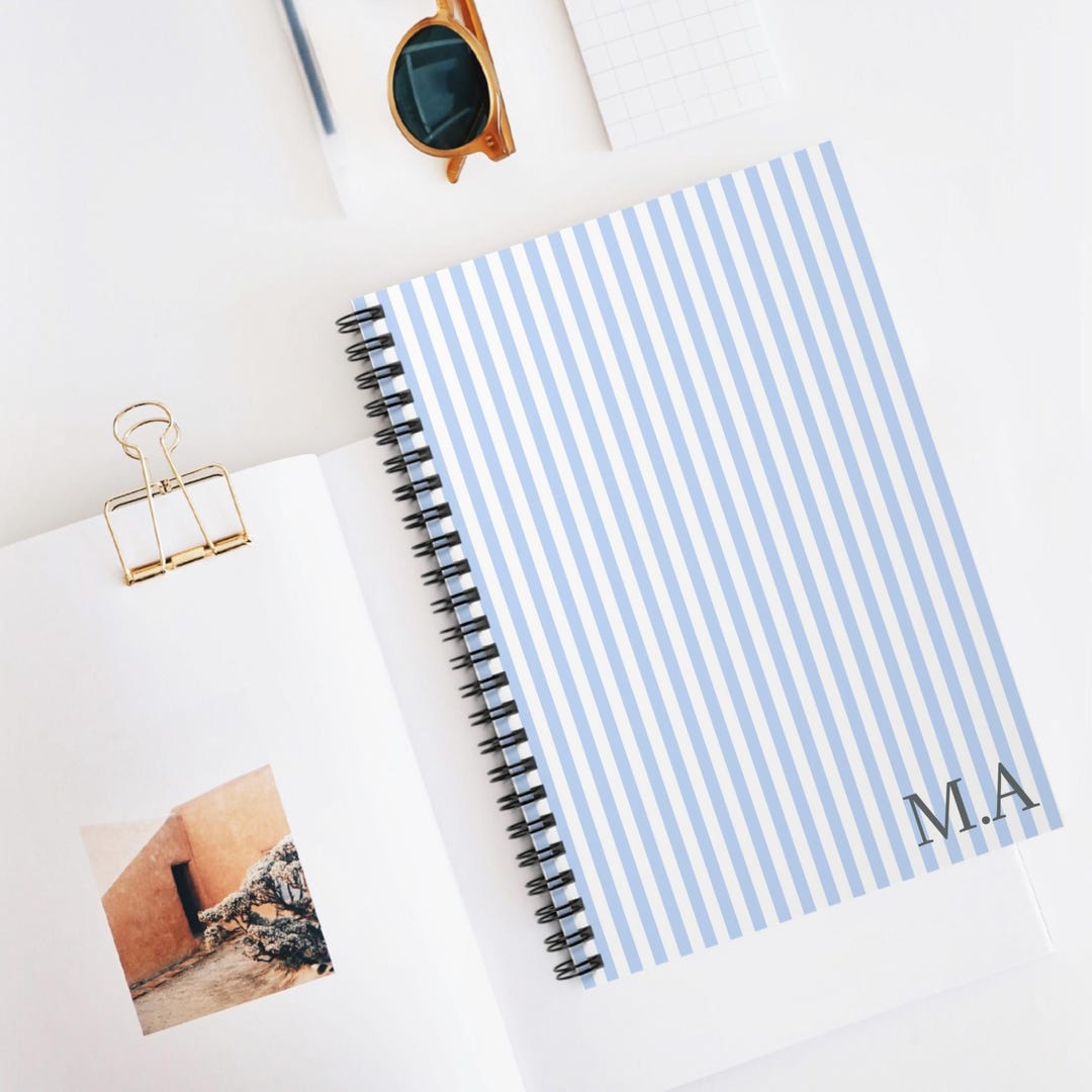 Minimalist Striped Ruled Notebook Custom Name Pastel Lined Workbook ...
