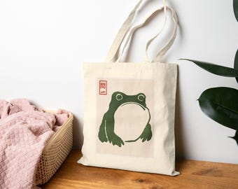 Matsumoto Hoji Frog Tote Bag Vintage Japanese Woodblock Art