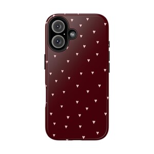 Burgundy Polka Dot Phone Case,  Burgundy and Pink Heart Phone Case, Cute Trendy Aesthetic Phone Cover for iPhone & Samsung