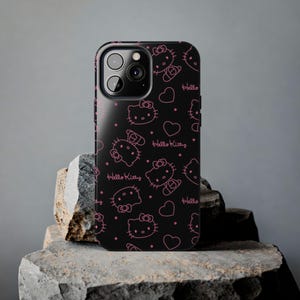Kawaii Phone Case, Cute Bunny Pink iPhone Samsung Case, Anime Girl Art, Kawaii Hello Kitty Style Case, Hello Kitty Phone Case image 4