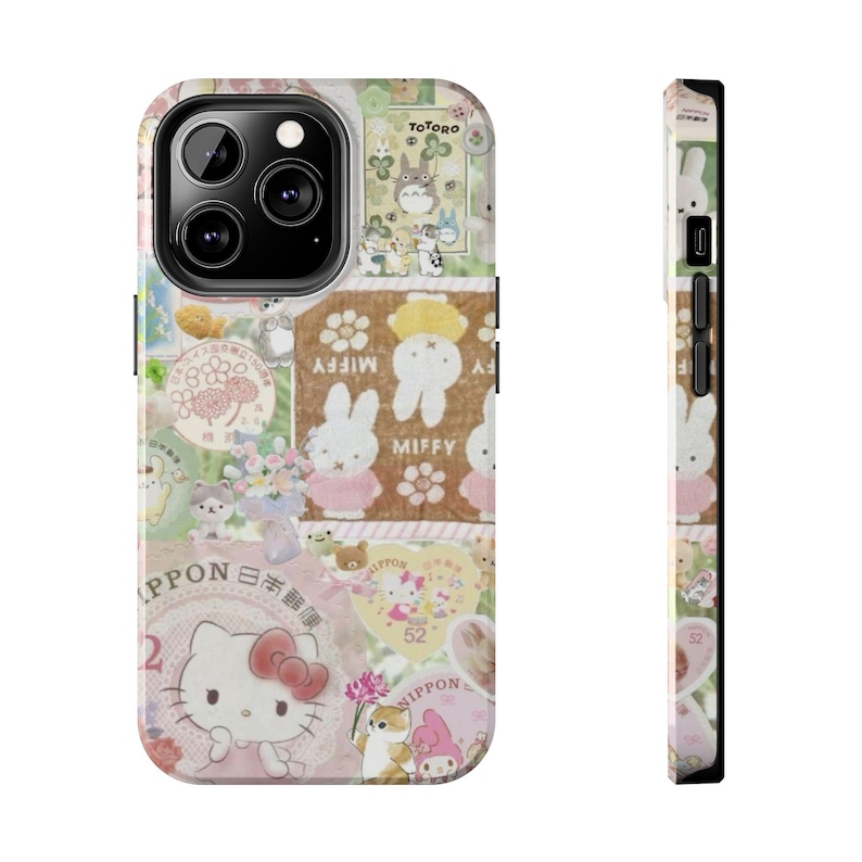 Kawaii Phone Case, Cute Bunny Pink iPhone Samsung Case, Anime Girl Art, Kawaii Hello Kitty Style Case, Japanese Kawaii Phone Case image 2