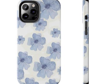 Phone Case | Hard Phone Case Floral Blue | Hard Shell Cover | Flower Pattern Gift for Her | Protective Accessory | Summer Spring Phone Case