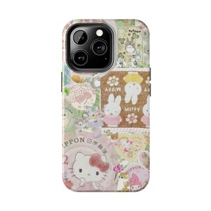 Kawaii Phone Case, Cute Bunny Pink iPhone Samsung Case, Anime Girl Art, Kawaii Hello Kitty Style Case, Japanese Kawaii Phone Case image 4