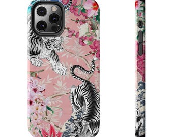 Aesthetic Floral & Cheetah Print Phone Case | Hard Protective Cover for iPhone / Samsung | Cute Boho Design