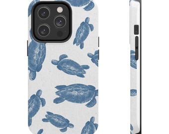 Blue Turtle Design Tough Hard Phone Case | iPhone 16/15/14/13/12/11/8 Pro Max MagSafe Case | Samsung Galaxy S23/S22/S21 Ultra Phone Case