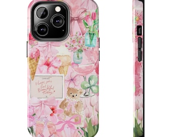 Coquette Preppy Girl Aesthetic iPhone Case | City Girl Aesthetic Collage Phone Case | Trendy Phone Case | Protective Case | Samsung Case |