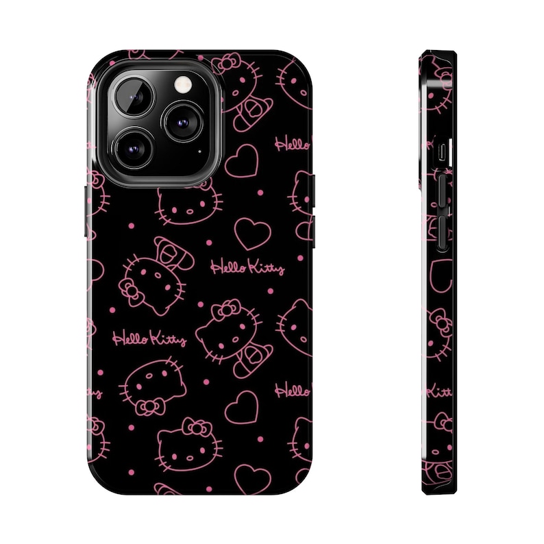 Kawaii Phone Case, Cute Bunny Pink iPhone Samsung Case, Anime Girl Art, Kawaii Hello Kitty Style Case, Hello Kitty Phone Case image 1