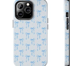 Coquette Blue Bows Slim Phone Case | Aesthetic Coquette Phone Case with Baby Blue Bows Protective Case for iPhone & Samsung |