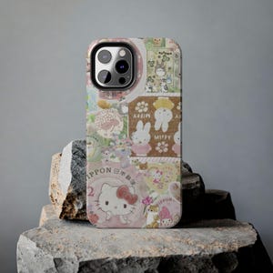 Kawaii Phone Case, Cute Bunny Pink iPhone Samsung Case, Anime Girl Art, Kawaii Hello Kitty Style Case, Japanese Kawaii Phone Case image 3
