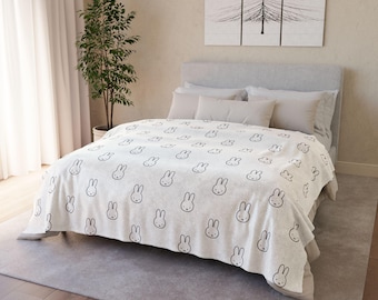 Miffy Fluffy Plush Blanket, Cute Bunny Throw for Couch or Bed, Gift for Miffy Fans, Cozy Home Gift, Aesthetic Room Decor
