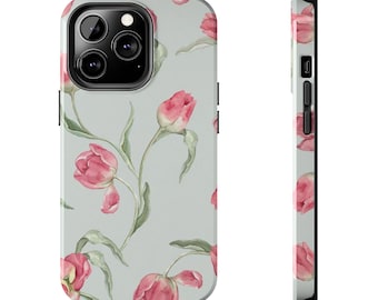 Blushing Floral Pastel Rose Protective Phone Case | iPhone 11 12 13 14 15 | Samsung S22 S23 S24 |