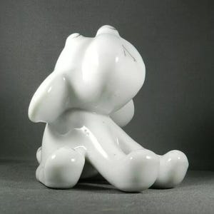 Vintage White Porcelain Dog Made in Japan, Gold Trim