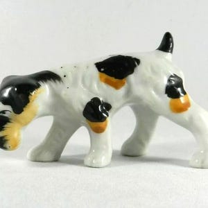 Vintage Ceramic Black, Brown & White Dog, Made in Japan