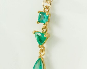 Emerald Drop Pendant: 14k Yellow Gold Fill, Sterling Silver, Geometric Design