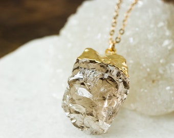 Raw Smoky Quartz Pendant: Sterling Silver or Gold Chain