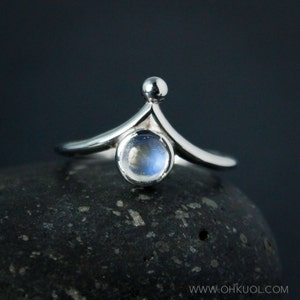 Rainbow Moonstone Crown Ring, Index Finger Moonstone Ring, Choose Your Setting image 1