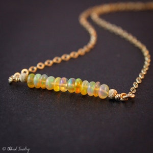 Ethiopian Opal Necklace, October Birthstone Necklace, 14K GF image 3