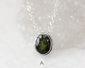 Sterling Silver Green Tourmaline Pendant: Heart Chakra Healing Necklace