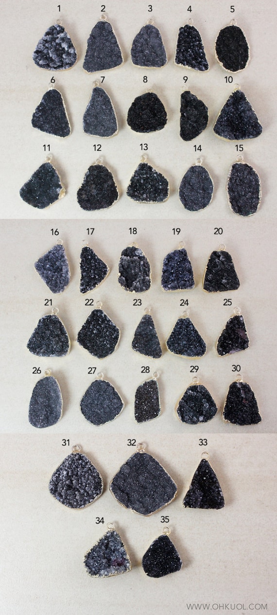 ブラックドゥルージーネックレス：スターリングシルバーの幾何学模様