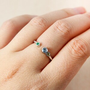 Custom Triple Birthstone Ring, Sentimental Ring, Matching Sister Ring image 3