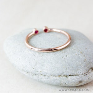 Dual Birthstone Ring, AAA Gemstones, Rose Gold image 3