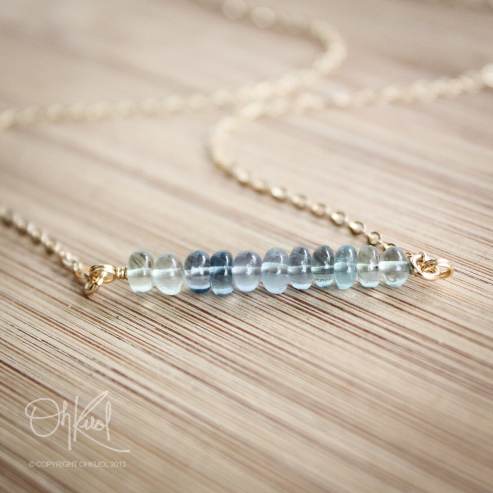 Blue Ombre Necklace Blue Fluorite Gemstone Necklace 14K Gold - Etsy