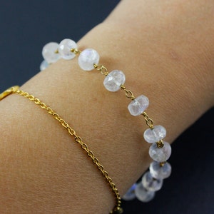 Rainbow Moonstone Gemstone Bracelet, Choose Your Charm image 4