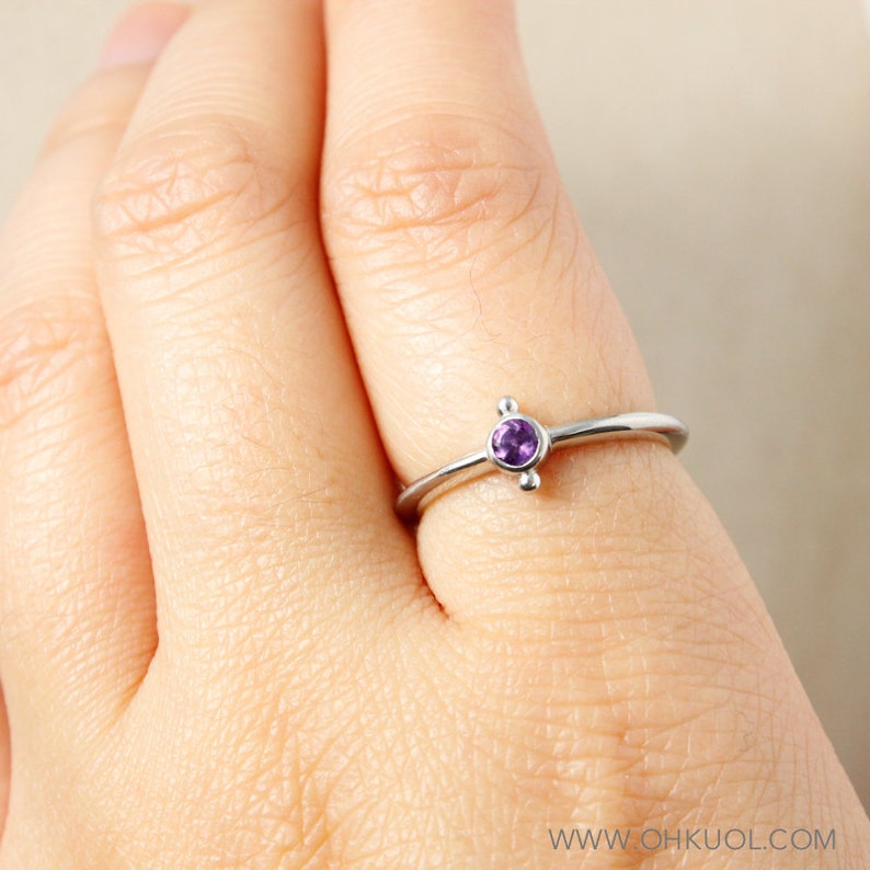 Simple Dainty Birthstone Ring Dainty Stacking Ring Sentimental Ring Choose Your Stone