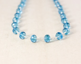 Blue Quartz Beaded Necklace, Layering Necklace
