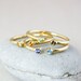 Personalized Dual Birthstone Ring, Sterling Silver with 18Kt Gold Plating, Dainty Custom Ring, Mother's Ring, Family Ring, Birthday Gift 