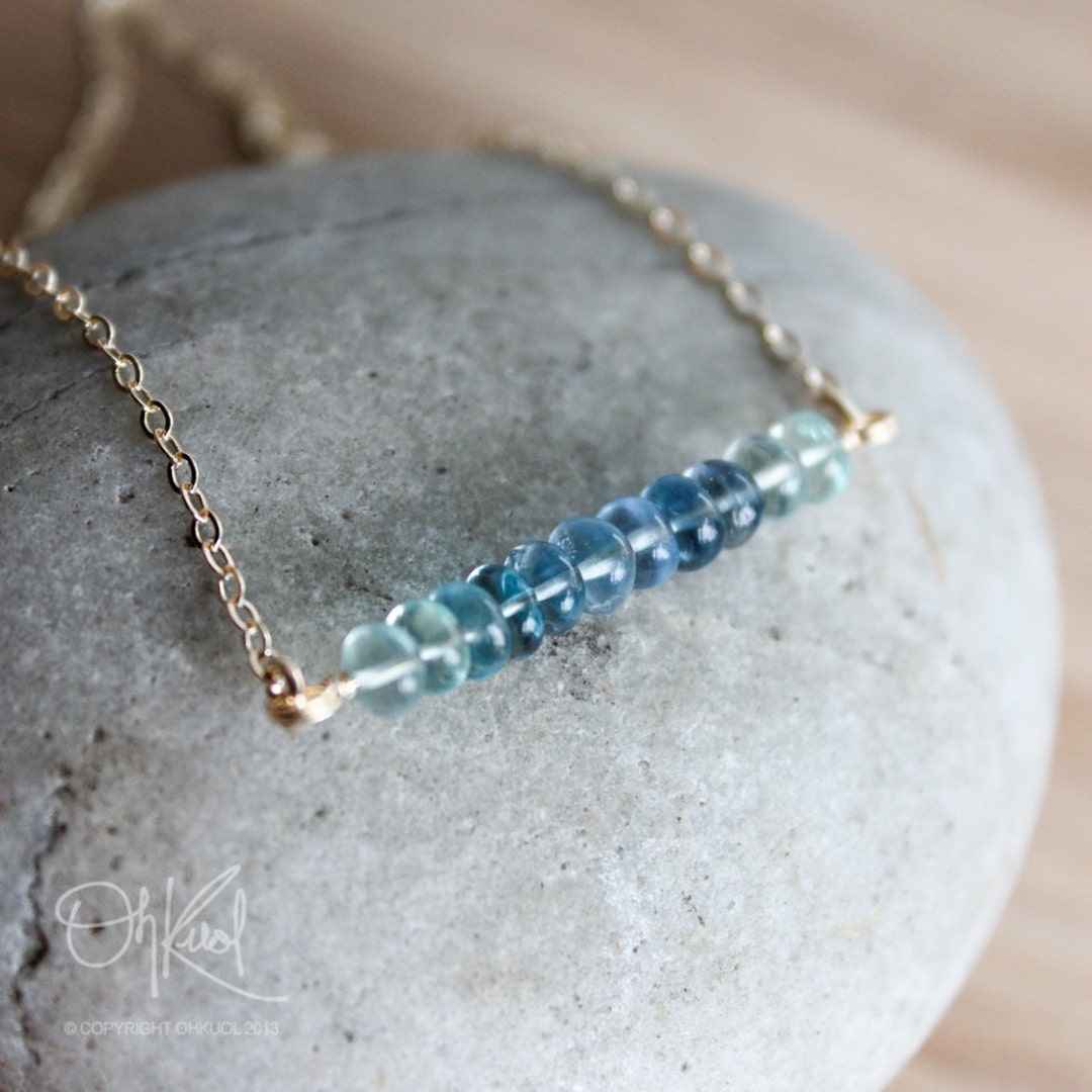Blue Ombre Necklace, Blue Fluorite Gemstone Necklace, 14K Gold Fill - Etsy