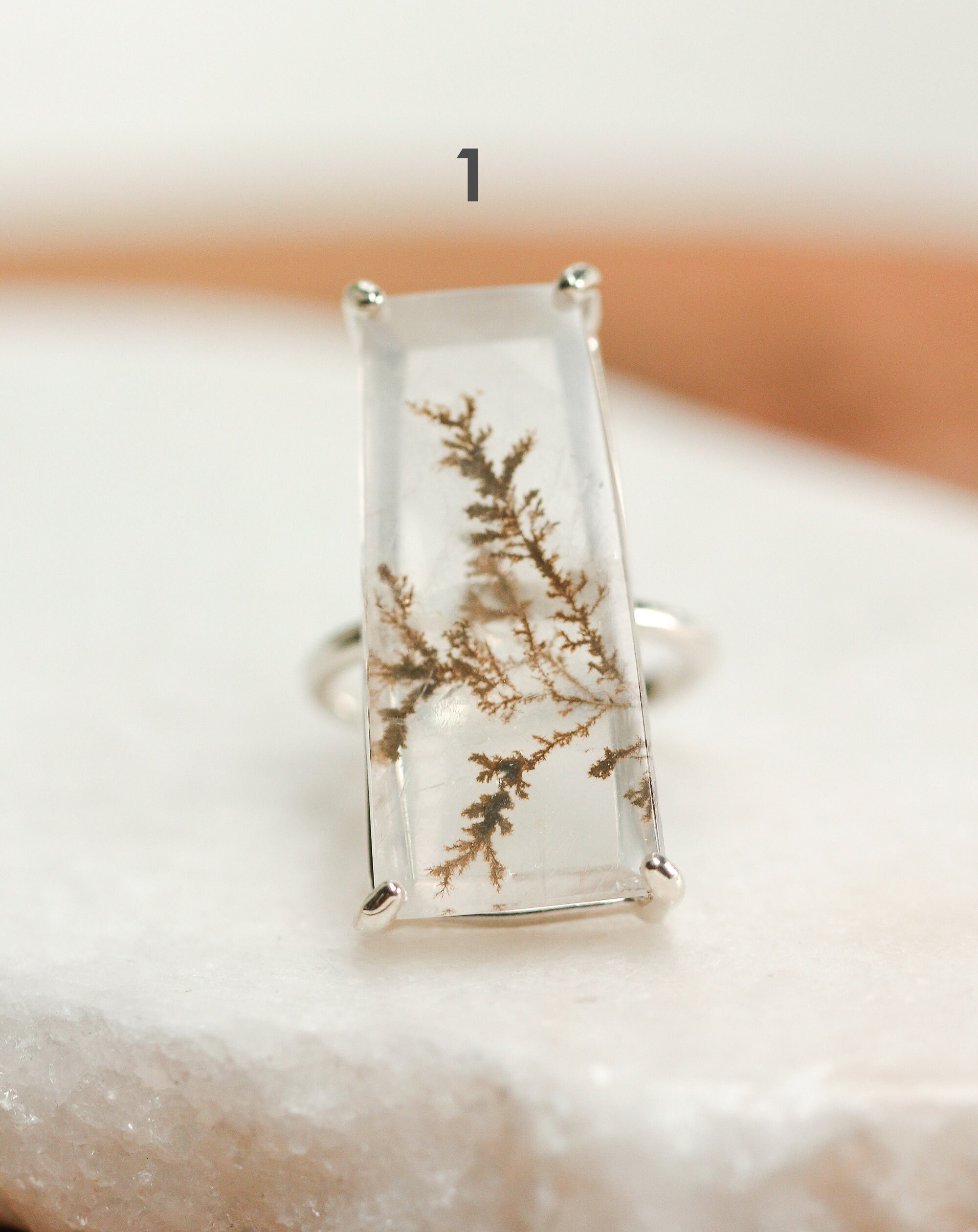 Silver Dendrite Ring Large Dendritic Quartz Ring Wealth Etsy