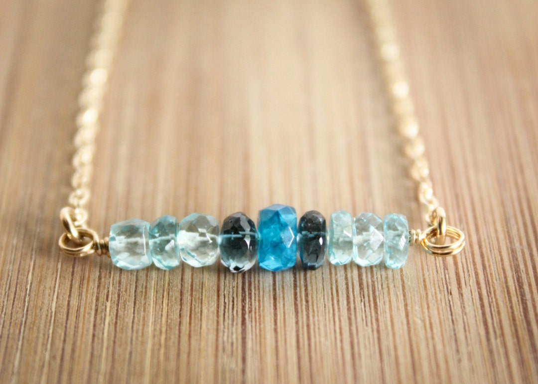 Blue Ombre Necklace, London Blue Topaz, Apatite, Shades of Blue ...